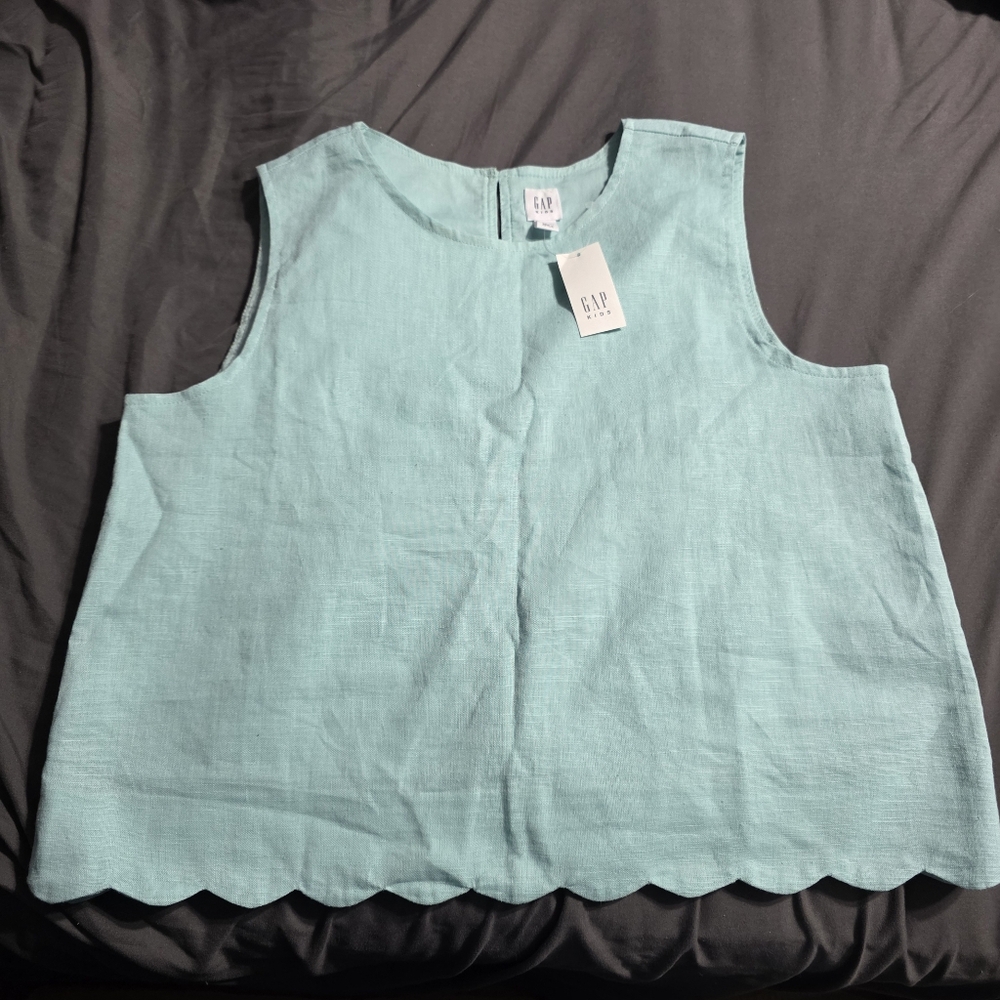 Gap Kids Linen Blend  Sleeveless Top  Girls XXL 14-16 Sea Teal Spring Easter